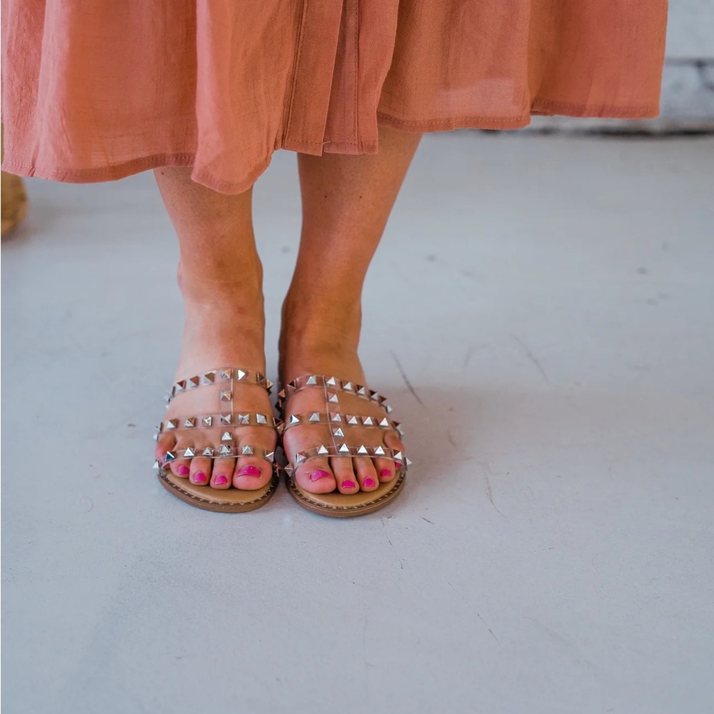 Clear Studded Sandals
